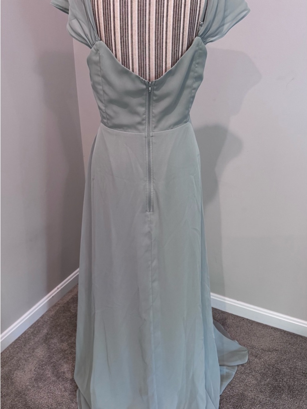 Birdy Grey Spence Convertible Chiffon Dress In Sage Green Sz XL Bridesmaid Prom - Picture 6 of 10